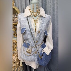 Custom Made Light Blue Tweed Vest
